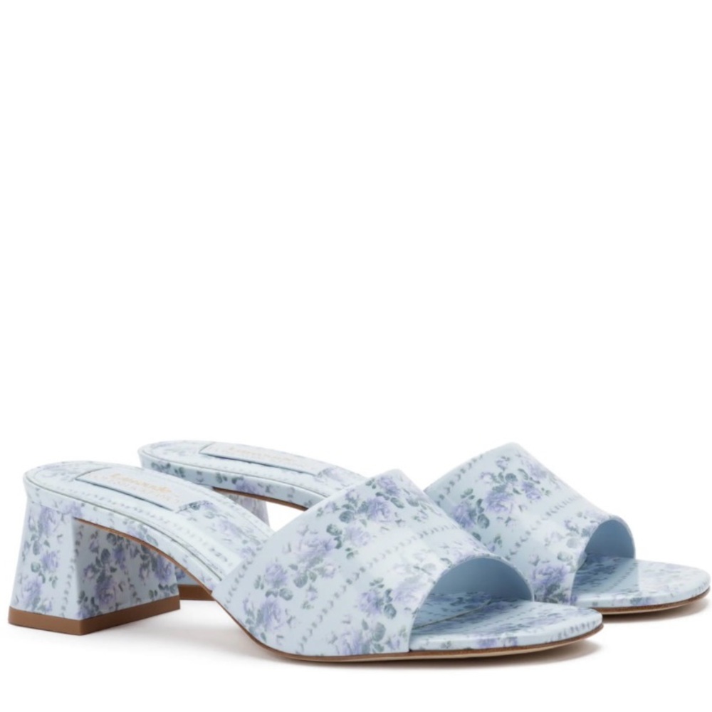 Larroude x Loveshackfancy Brigitte Mules in Cerulean  Blue Size 8